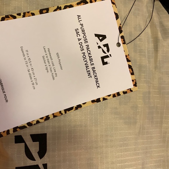 APL Packable Backpack, Cream & Leopard Print - Picture 3 of 5